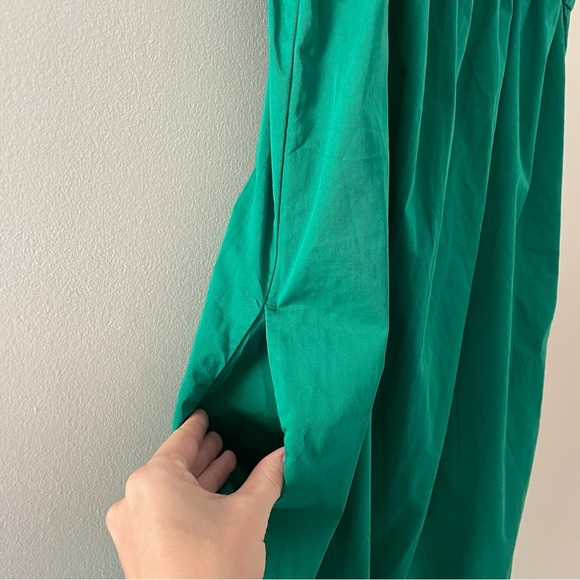 Everlane Paperbag Tank Dress Organic Cotton Removable/Adjustable Straps Green LG - Picture 7 of 16